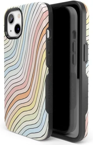Vista 2 de Casely Funda para iPhone 14 Plus Ride The Wave Forro arcoíris pastel Compatible con MagSafe