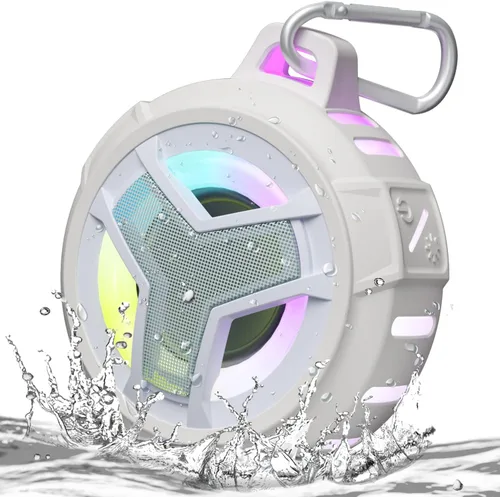 Vista 20 de EBODA Altavoz de ducha Bluetooth, altavoces Bluetooth portátiles, altavoz inalámbrico impermeable IP67 con luz LED, flotante, 2000 mAh, estéreo