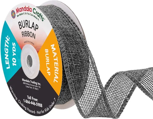Vista 51 de Mandala Crafts Cinta de arpillera negra de 1.5 pulgadas de ancho para manualidades, rollo de 20 yardas de cinta rústica de arpillera para coronas