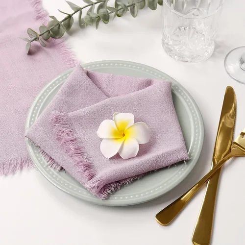 Vista 12 de Juego de 8 servilletas de tela de lino de algodón para el día de San Valentín, servilletas hechas a mano con flecos para bodas elegantes, Navidad