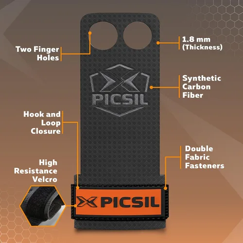 Vista 3 de PICSIL - RX Grips Puños sintéticos para entrenamiento y gimnasia Fibra de carbono ultra resistente para entrenamiento cruzado Ayuda a prevenir