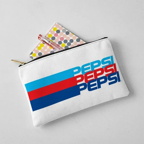 Vista 4 de CafePress Pepsi - Bolsa de maquillaje con cremallera a rayas, 8.5 x 6 pulgadas, Blanco
