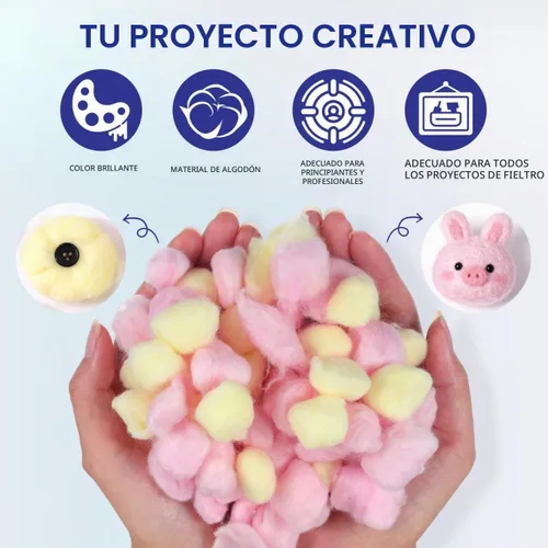 Vista 5 de Bolas de algodón a granel, 500 unidades de pompones de algodón mullidos para manualidades, decoración hecha a mano