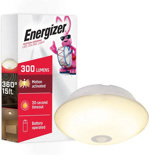 Vista 9 de Energizer Lámpara de techo LED activada por movimiento, funciona con pilas, 100 lúmenes, no necesita cableado, detección de movimiento de 15 pies