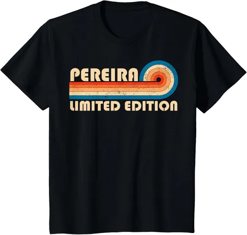 Vista 32 de PEREIRA - Camiseta vintage con apellido retro de los años 80 y 90, Negro