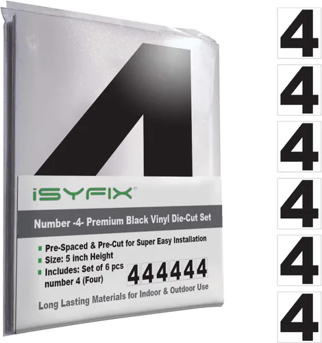 Vista 24 de iSYFIX Calcomanías de vinilo negro con el número 7 (siete), paquete de 6 calcomanías autoadhesivas de 7 pulgadas, calcomanías troqueladas y Negro