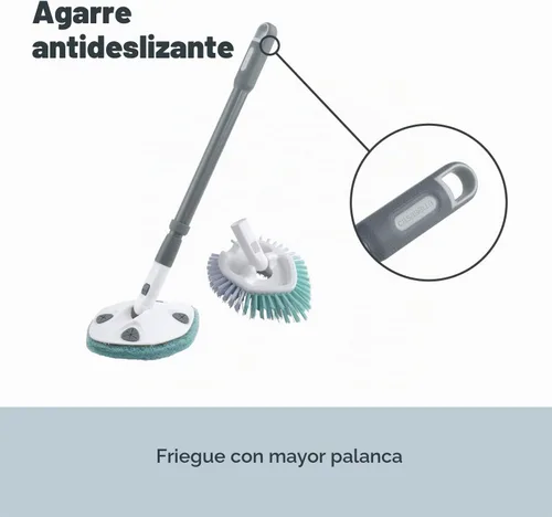 Vista 6 de Casabella Cepillo para bañera y azulejos con mango extensible de 28 pulgadas y almohadilla para fregar