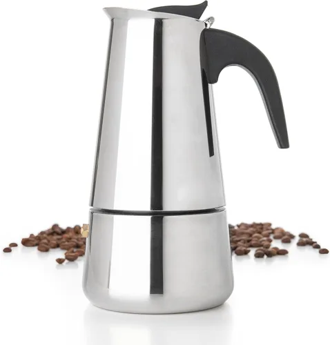 Vista 13 de Mixpresso Cafetera Espresso Greca Negra para Estufa de 6 Tazas 300ml/10oz, Olla Moka con Diseño de Percolador de Café, Cafetera de Acero Inoxidable