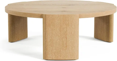 Vista 11 de Furniture of America Carys Mesa de Centro Redonda Moderna de Madera Maciza de 42 Pulgadas con Base de Plinto, Muebles de Sala de Estar para Espacios