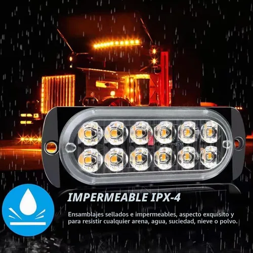 Vista 5 de 20 luces estroboscópicas LED de aluminio, 12 LED por luz, 18 modos de flash y constantes, luces de advertencia de doble color ámbar/blanco