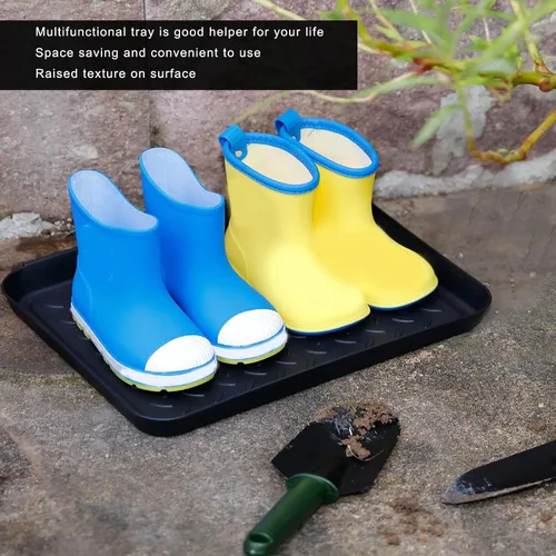 Vista 2 de TREETDOBV Bandeja para botas para todo tipo de clima, bandeja para botas para entrada interior, bandeja impermeable para zapatos con borde elevado