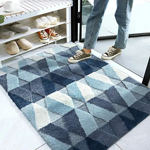Vista 8 de Tiita Tapete para interiores, parte trasera de goma antideslizante, absorbente, tapete de baño, tapete de piso para entrada (20 x 32 pulgadas, azul)