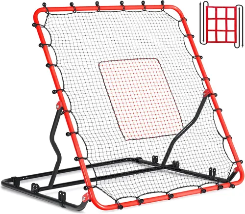 Vista 9 de Baseball Rebounder Net, 3/5 Adjustable Angles 4x4.5FT Pitch Back Baseball Softball Volleyball Rebounder with 2 Strike Zones, UV Resistant, Pitchback