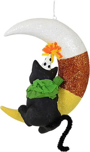 Vista 2 de Bethany Lowe Party Kitty On Candy Maíz Luna Ornamento, TD1192