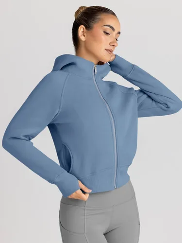 Vista 3 de Trendy Queen - Sudaderas con capucha y cremallera para mujer, sudaderas cortas de vellón, trajes de otoño, estilo informal, cómodas, Y2K, ropa