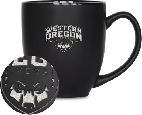 Vista 102 de Rico Industries - Taza de cerámica mate negra con grabado láser estándar de 15oz para NCAA (escuelas T & U) - Para bebidas calientes o frías