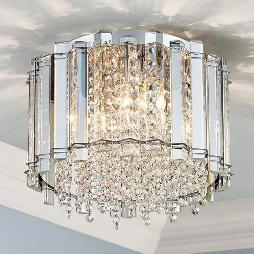 Vista 13 de AGV LIGHTING CL003F - Lámpara de techo de cristal K9, moderna lámpara de techo semiempotrada, perfecta para sala de estar, dormitorio, comedor, D13