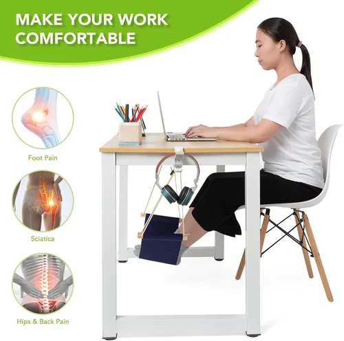 Vista 4 de iMissiu Hamaca para pies debajo del escritorio, reposapiés ajustable de oficina debajo del escritorio, hamaca portátil para pies de escritorio