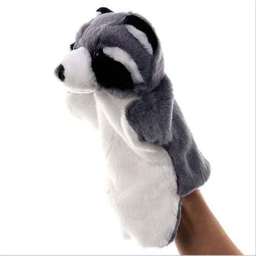 Vista 3 de Títeres de mano de peluche mapache de peluche juguetes imaginativos juego de simulación narración