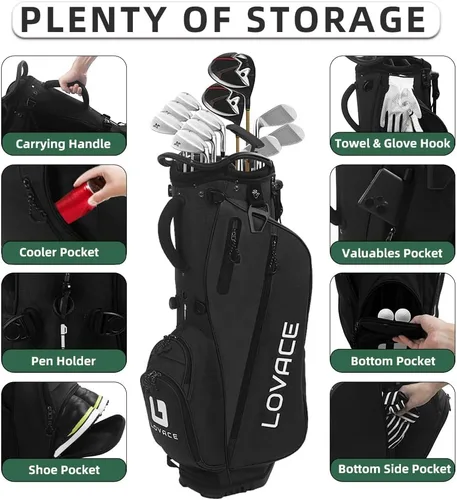 Vista 3 de Bolsa de golf de 14 vías, bolsas de golf ligeras con soporte para hombres y mujeres