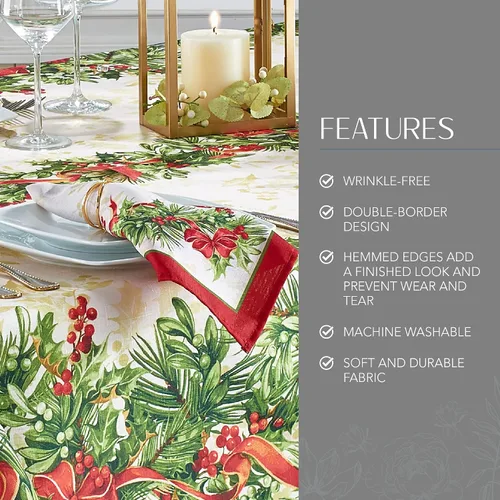 Vista 3 de Elrene Home Fashions Holly Traditions individuales de tela