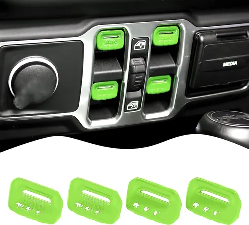 Vista 15 de JeCar 4 piezas para Jeep Wrangler Cubierta de botón del interruptor de ventana de la moldura interior negra para Jeep Wrangler JL JLU Gladiator JT