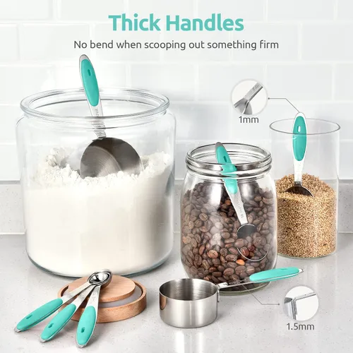 Vista 7 de U-Taste - Juego de tazas y cucharas medidoras: U-Taste 18/8 de acero inoxidable, 12 piezas, apilamiento de metal, juego de medidas para cocina