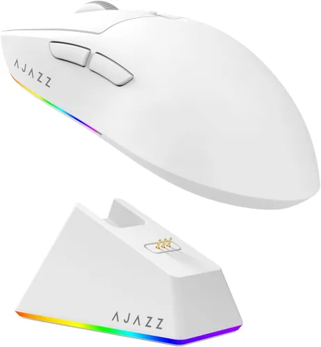 Vista 10 de MechLands AJAZZ AJ139 V2 MC Mouse para juegos con base de carga, ajustable 12,000 DPI, sensor PAW3311, 3 modos de mouse inalámbrico, batería de 500