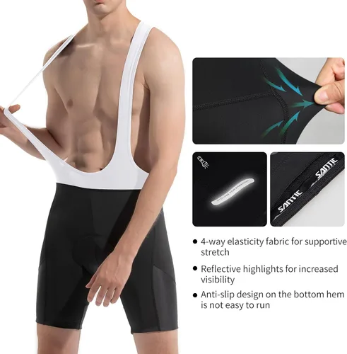 Vista 4 de Santic Pantalones cortos de ciclismo para hombre, acolchado 4D, transpirable, para ciclismo de carretera, ciclismo, ciclismo, ciclismo, gel de viaje