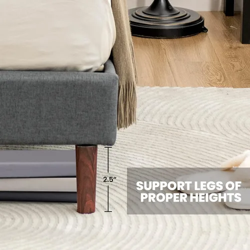 Vista 2 de Giantex Base de cama tapizada con cabecera ajustable, base de cama con plataforma suave capitonada de cristal con listones de madera, base