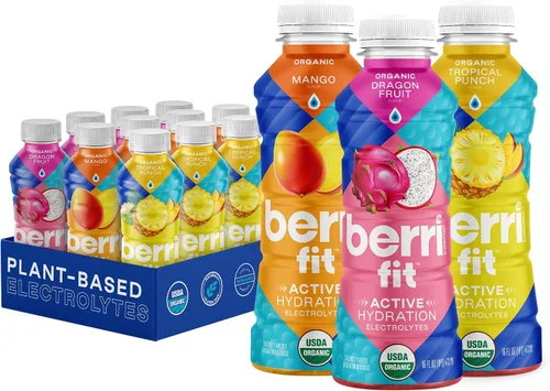Vista 6 de Berri Fit Hidratación - Bebida deportiva natural con sabor a fruta del dragón orgánica, bebida de electrolitos a base de plantas, baja en calorías
