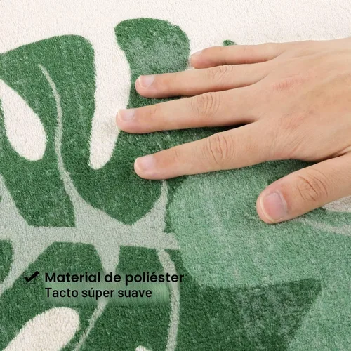 Vista 4 de Lukinbox Tapetes de baño para baño, alfombra de baño antideslizante con hojas verdes, bonita alfombra de baño lavable para puerta de baño