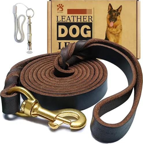 Vista 7 de Correa de perro de cuero 4 pies x 3/4 pulgada, Correa de entrenamiento para perros de cuero genuino trenzado resistente, suave y cómoda para perros