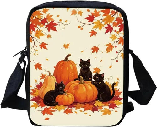 Vista 14 de Halloween Cat Small Messenger Bag Crossbody Shoulder Bag for Women Black Cat Pumpkin