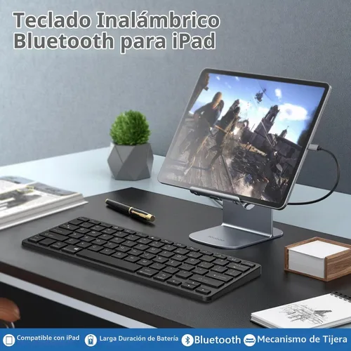 Vista 7 de Teclado Bluetooth TaIYanG para iPad Teclado Inalámbrico, Todos los Dispositivos Bluetooth Negro