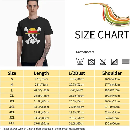 Vista 6 de Camisa de anime de una pieza básica de manga corta para hombre, cuello redondo, a la moda, S-6XL