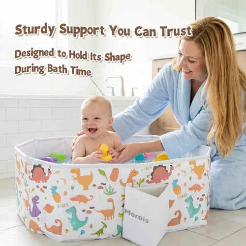Vista 6 de MORAIS Bañera plegable para bebé, bañera para niños pequeños para ducha Blanco