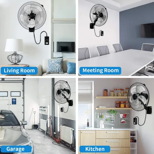Vista 8 de Simple Deluxe Ventilador de pared de metal de 18 pulgadas, ventilador de esquina y patio al aire libre máximo de 4200 CFM, flujo de aire de alta