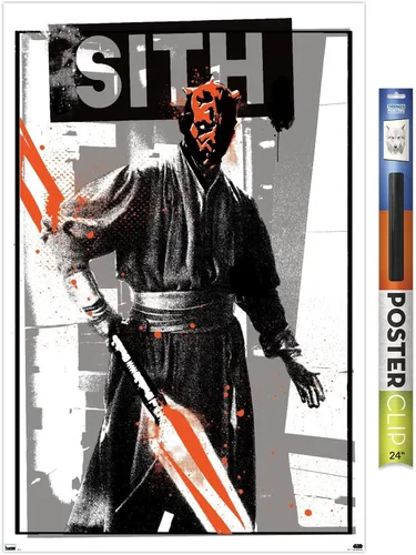 Vista 17 de Trends International Star Wars: The Phantom Menace - Póster de pared de Darth Maul Glitch, 22.4 pulgadas de largo x 14.7 W, versión enmarcada