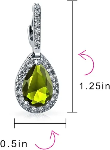 Vista 4 de Juego de joyas nupciales de 7 a 15 quilates, estilo vintage, halo de circonita cúbica AAA, circonita cúbica, aretes de gota a presión, lágrima