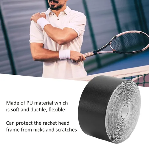 Vista 8 de OUKENS Premium Tennis Racket Tape 5m Racquet Head Protection Guard Anti-Scratch Frame Tape for Tennis, Padel, Squash Rackets Durable Head Tape