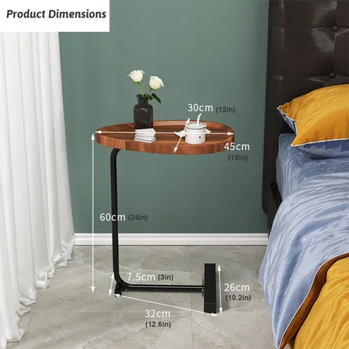 Vista 2 de Mesa auxiliar en forma de C, mesa auxiliar pequeña en C para sofá y mesita de noche, mesas auxiliares de sofá que se deslizan debajo, mesa auxiliar