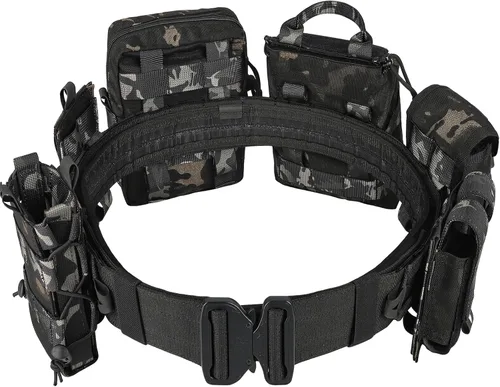Vista 7 de YAKEDA Molle - Cinturón de batalla con accesorios – Cinturón táctico de combate Airsoft resistente (8 piezas)