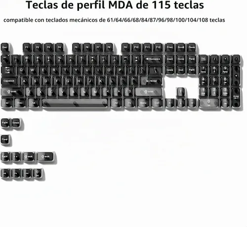 Vista 2 de dagaladoo Juego de teclas claras, teclas translúcidas del teclado, tapas de Negro