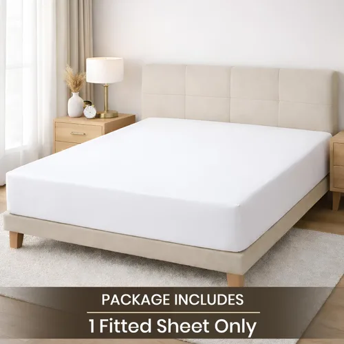 Vista 2 de SGI bedding 100% Egyptian Cotton 600 TC Twin Size Fitted Sheet Only Soft, Smooth Sateen Weave 15" inch Deep Pocket Fitted Bed Sheet - White