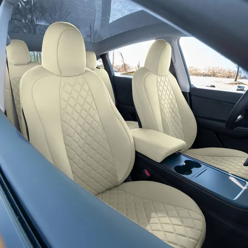 Vista 35 de FH Group Fundas de asiento de automóvil de ajuste personalizado hechas específicamente para Tesla Model Y Ultraflex 2020-2025, fundas de asiento