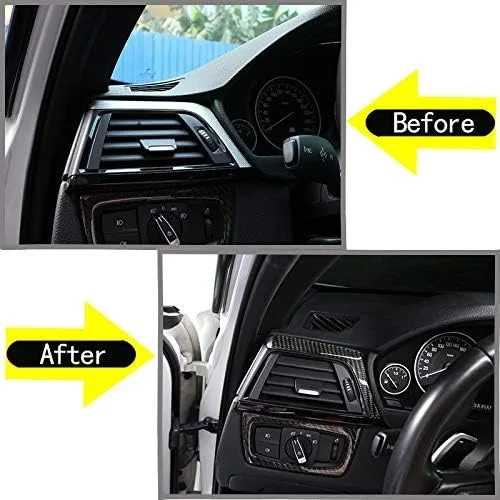 Vista 2 de YIWANG Adhesivos de fibra de carbono real para marco de ventilación de aire, 2 unidades, para BMW Serie 3 GT F30 F33 F34 F36 2013-2019 Accesorios