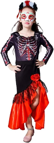 Vista 3 de PGOND Vestido de novia del día de los muertos para niñas