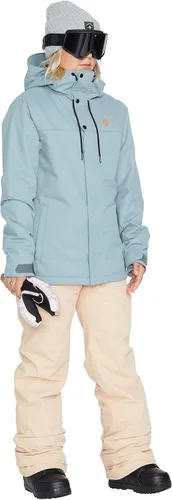 Vista 4 de Volcom Chaqueta con capucha Bolt para mujer, con aislamiento para snowboard y esquí, Negro