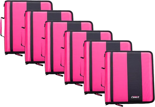Vista 11 de Case-It - Clásica carpeta con cremallera, con argollas de 2 pulgadas, múltiples bolsillos, capacidad para 800 hojas, correa de hombro - Negro Un